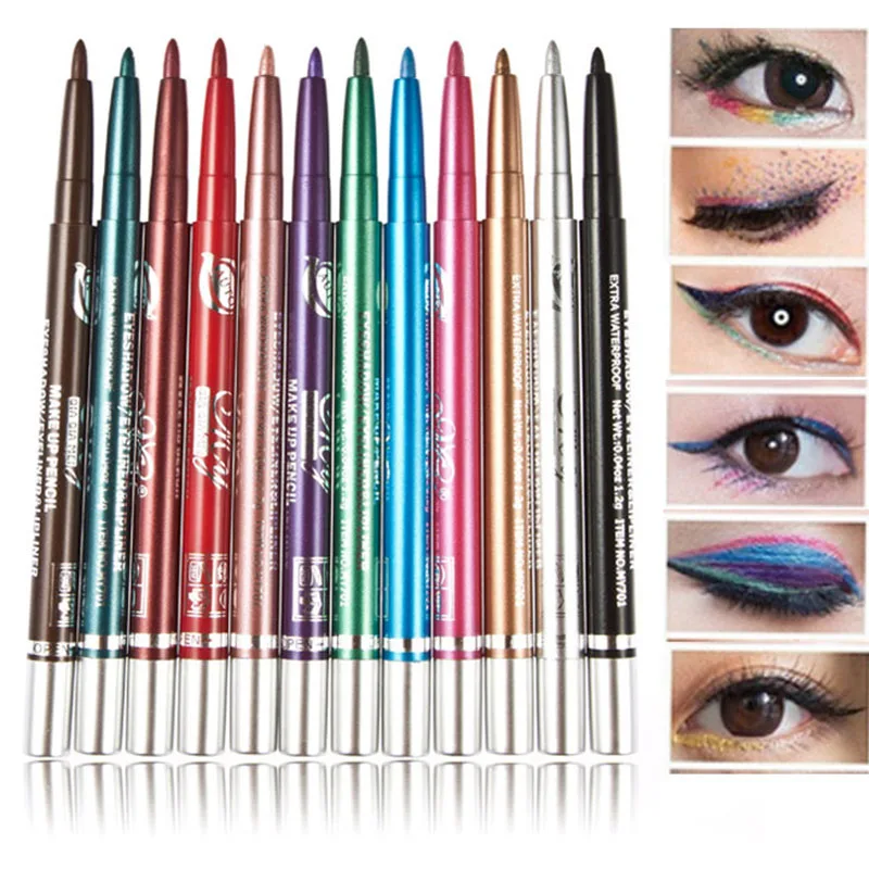

12 Colors Eye Shadow Long-lasting Eyeliner Pencil Eyes Makeup Makeup Cosmetic Tools Water Resistance Anti-allergy Eyeliner SK88