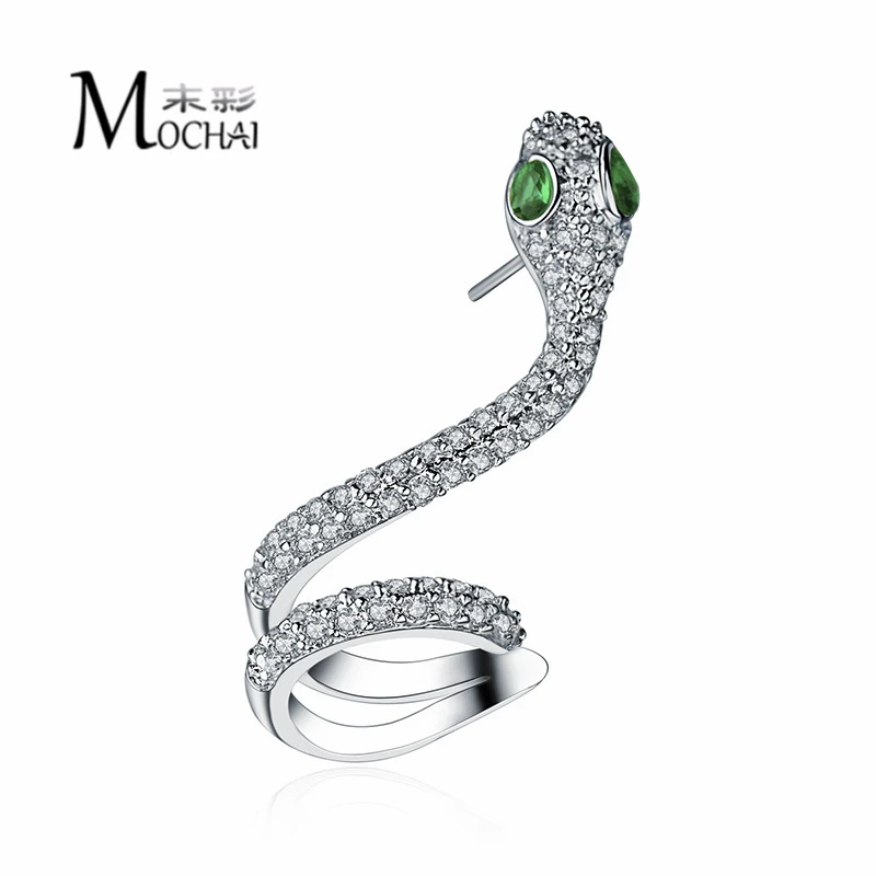 

Hot New Style Unique Micro-Inlay Zircon Snake Ear Clip For Women Earrings Temperament Snake Earrings Single ZK40