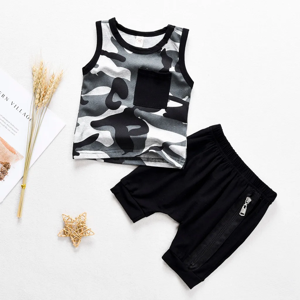 

2019 Summer Kids Boys Clothes Set Army Children Baby Clothing 2pcs Camouflage T Shirt Shorts Pants Sport Suit Outfit 1 2 3 Years