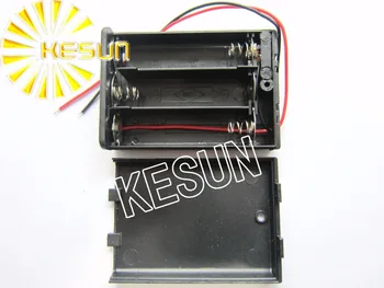 

50PCS x 4.5V 3x AA With Cover Plastic Black Battery Storage Case Box Holder Socket With150mm Wire Leads