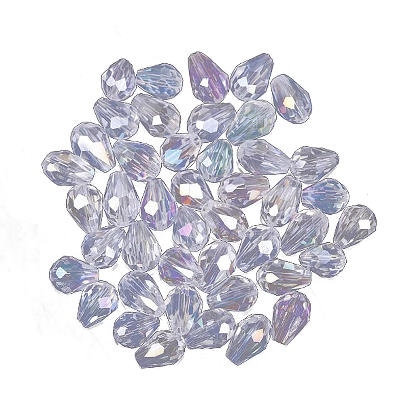 

Fashion 72pcs Faceted Glass Crystal Charm Teardrop Style Spacer Beads 8x6mm Clear