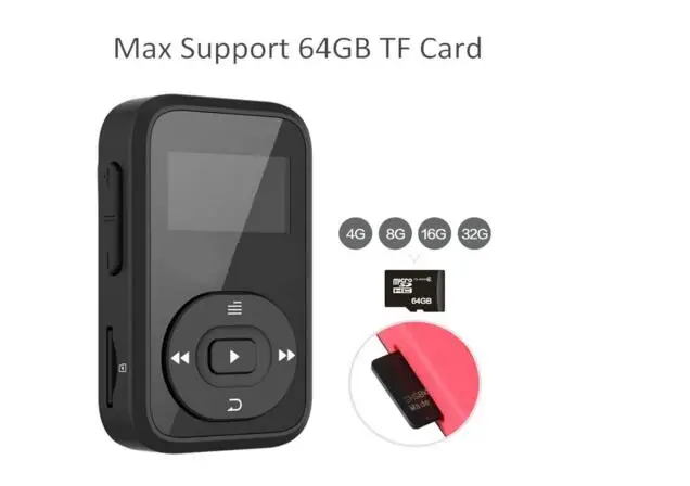 New Arrival Original RUIZU X26 Sport Bluetooth MP3 Player 8gb Clip Mini with Screen Support FM,Recording,E-Book,Clock,Pedometer