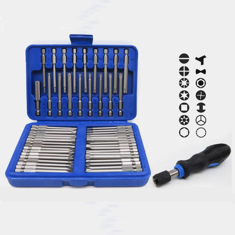 51pcs 75mm Extra Long Screwdriver Bits Set With Extension Bar