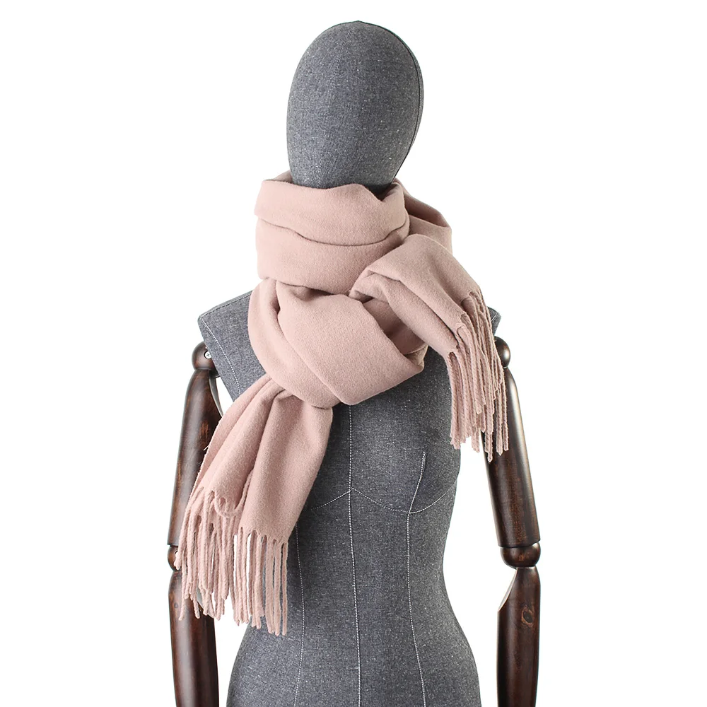 200 см* 70 см, Женские однотонные кашемировые шарфы с кисточками, женский зимний толстый теплый шарф, роскошная шаль высокого качества