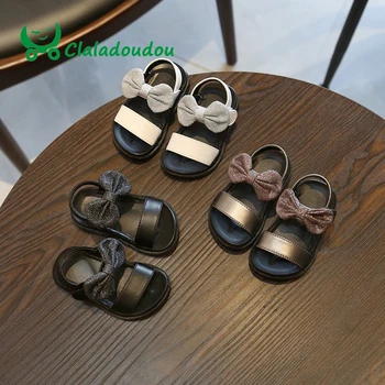 

0-3 Years Old Brand Girls Sandals Shoes For Children Glitter Bowtie PU leather Beach School Shoes 2018 New Roman sandals Girls