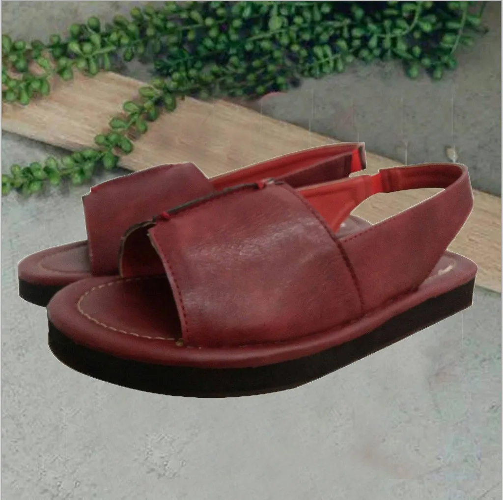

retro green sandal 2019 summer Women Vintage Flat Bottom Ankle Sandals Handmade Beach Shoes Female Footwear chaussures femmes