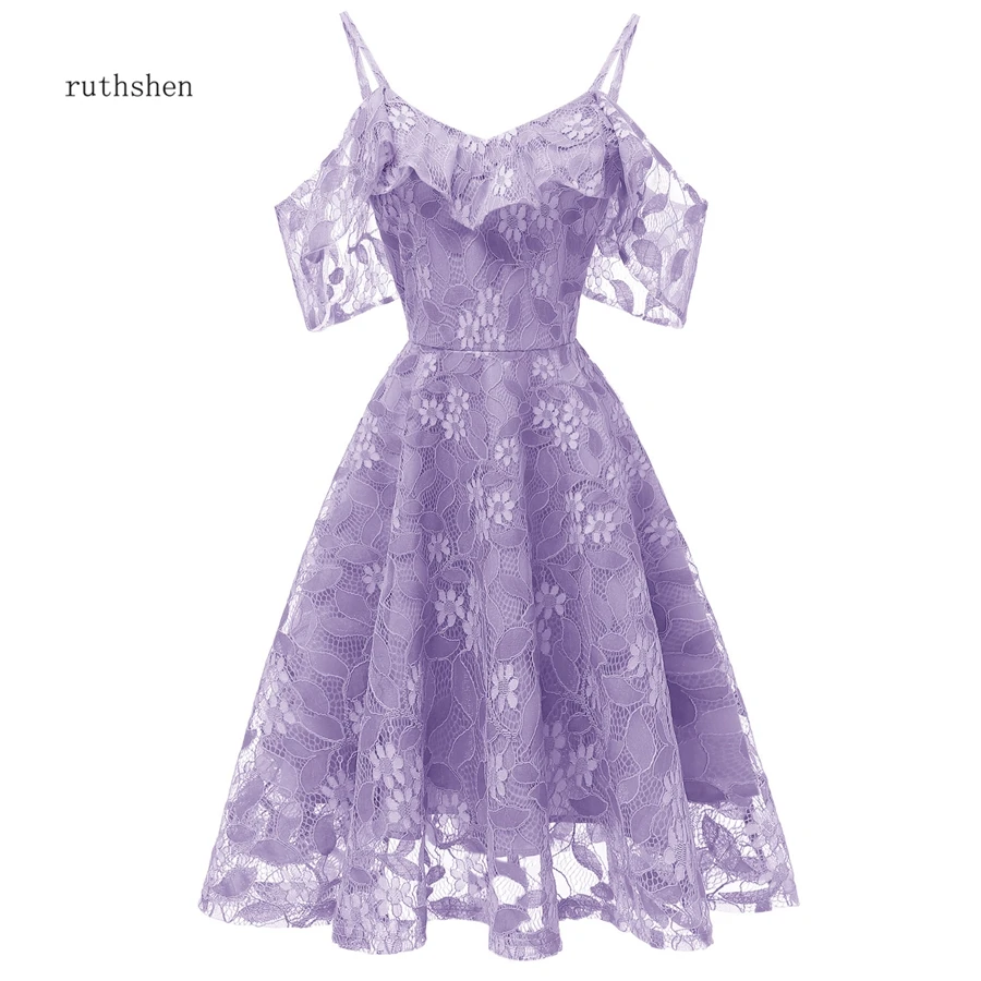Платья для выпускного вечера с v-образным вырезом розовые кружевные платья до колена платья для выпускного вечера платья для вечеринок - Цвет: light purple
