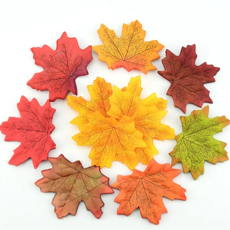 

400Pcs Artificial Silk Maple Leaves For Home Wedding Party Decoration Scrapbooking Craft Multicolor Fall Vivid Fake Flower Leaf