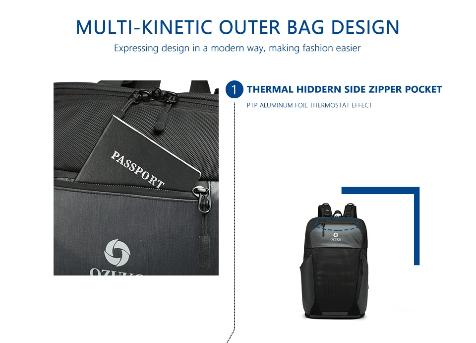 OZUKO, мужской рюкзак с защитой от кражи, Повседневный, 15,6 дюймов, рюкзаки для ноутбука, многофункциональный, мужской, водонепроницаемый, школьная сумка, зарядка через usb, для путешествий, Mochila