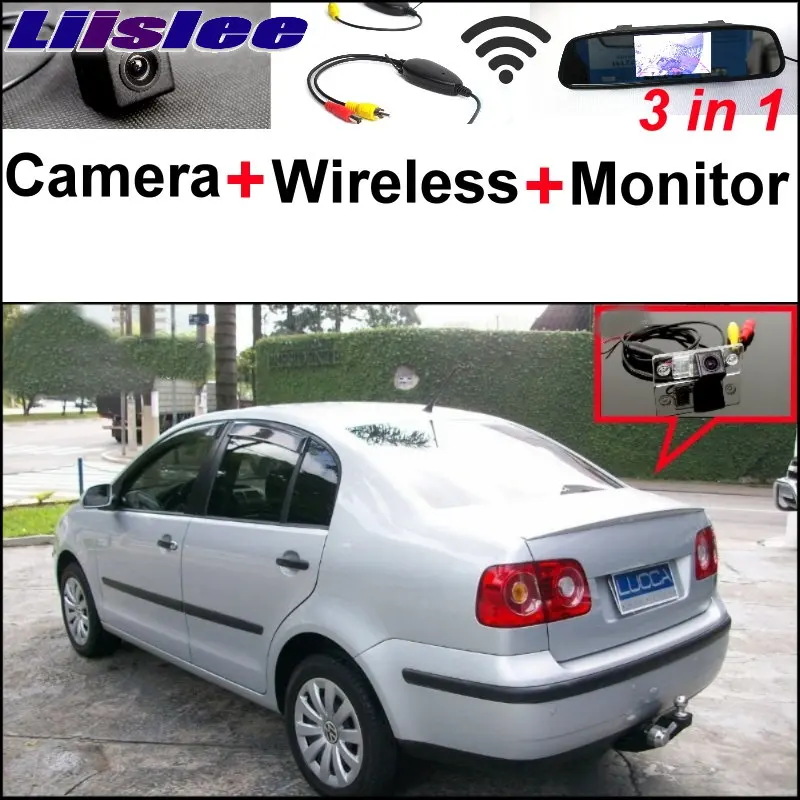 Liislee For Volkswagen VW Polo Sedan 3 in1 Special Rear View Camera + Wireless Receiver + Mirror Monitor Easy DIY Parking System