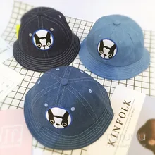 10 шт./лот 01803-tuyu18 милая маленькая собака вышитая Солнцезащитная детская бейсболка с меховым помпоном детская джазовая шляпа для отдыха на открытом воздухе