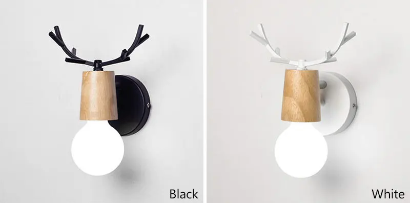 Nordic Creative Deer Antlers LED Wall Lamp Modern Wooden White Black Bedside Lights For Living Room Bedroom Corridor Wall Lights (15)