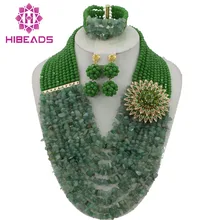 Сказочный Африканский бисер ювелирный набор зеленый нигерийский Свадебный Африканский бисер Ювелирный Набор Кристалл Новинка ABD02