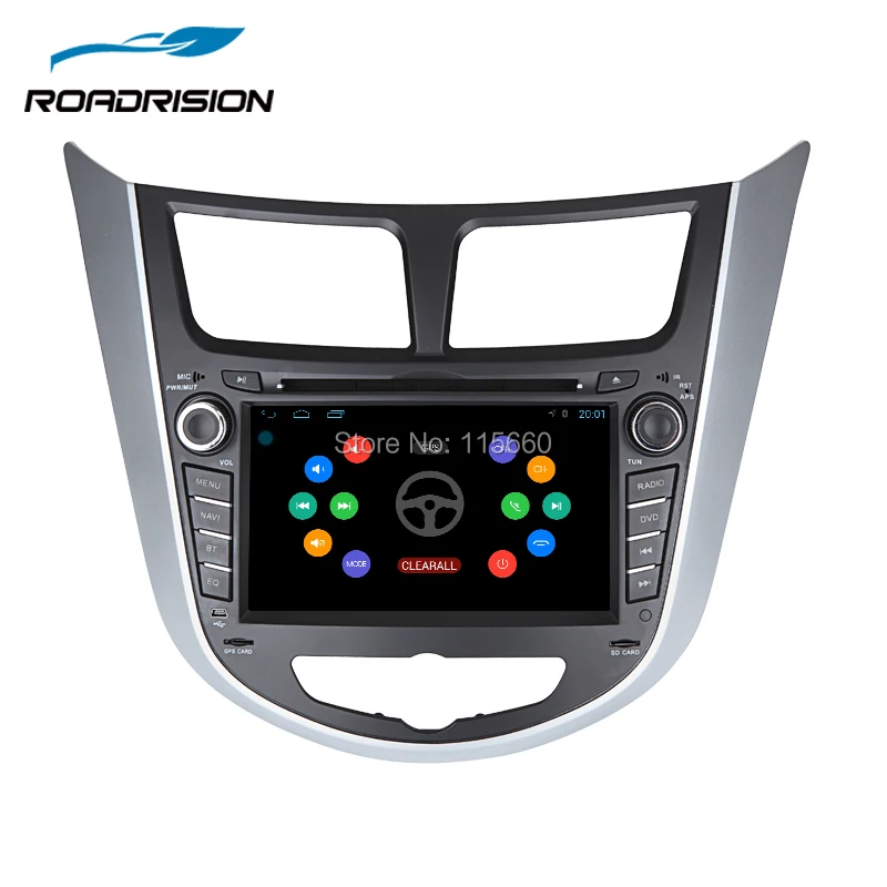 RoadRision 1024*600 четырехъядерный Android 6,0 Автомобильный DVD gps плеер для hyundai Solaris Verna головное устройство авто радио Видео навигация