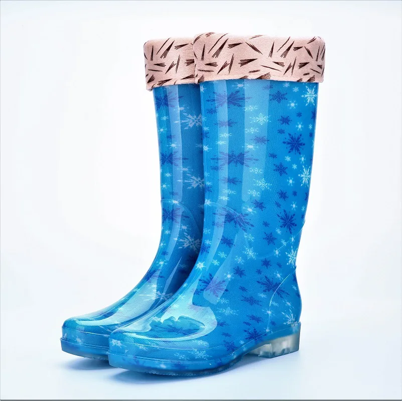 JNNGRIOR PVC Slip Om Ankle Rain Boots Women Cartoon Candy Colors Flat