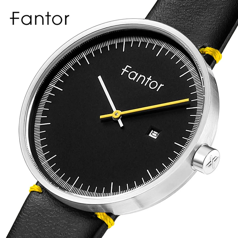 Часы Fantor Мужские кварцевые ультратонкие минималистичные брендовые с кожаным
