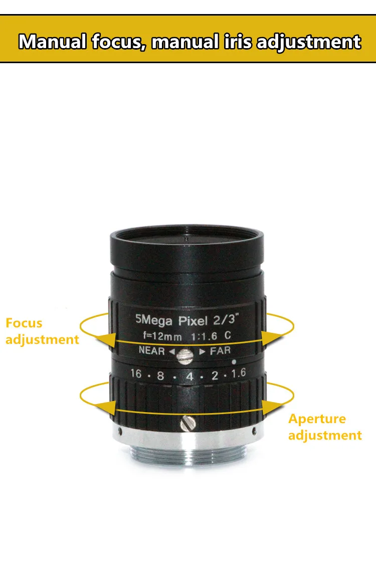 Визуальный осмотр 12 мм фиксированный коксовый промышленный объектив 1/2 промышленный объектив 3 млн мегапиксельная C интерфейс ручной свет