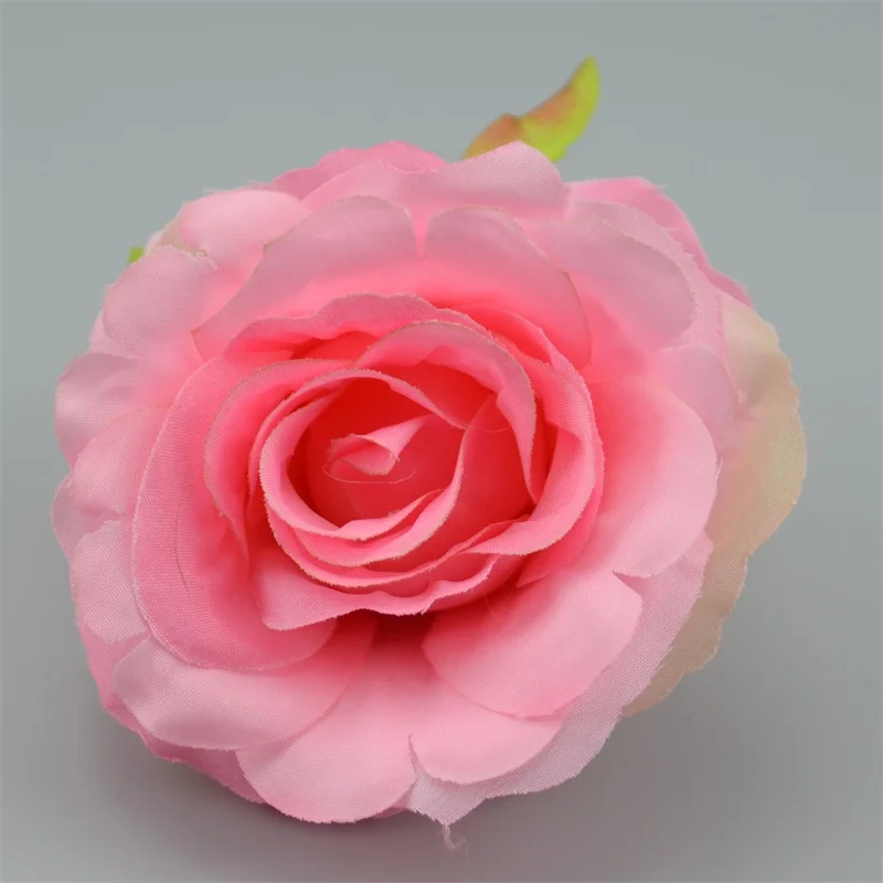 Большие шелковые цветущие розовые белые розы, искусственные цветы, голова для украшения свадьбы, сделай сам, венок, подарок, скрапбукинг, большой цветок для рукоделия - Цвет: Pink