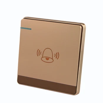 

2pcs 86-type Push Button Switch Socket Panel Doorbell Switch Cable Ding Ring Doorbell Button Champagne Gold Self-reset Panel