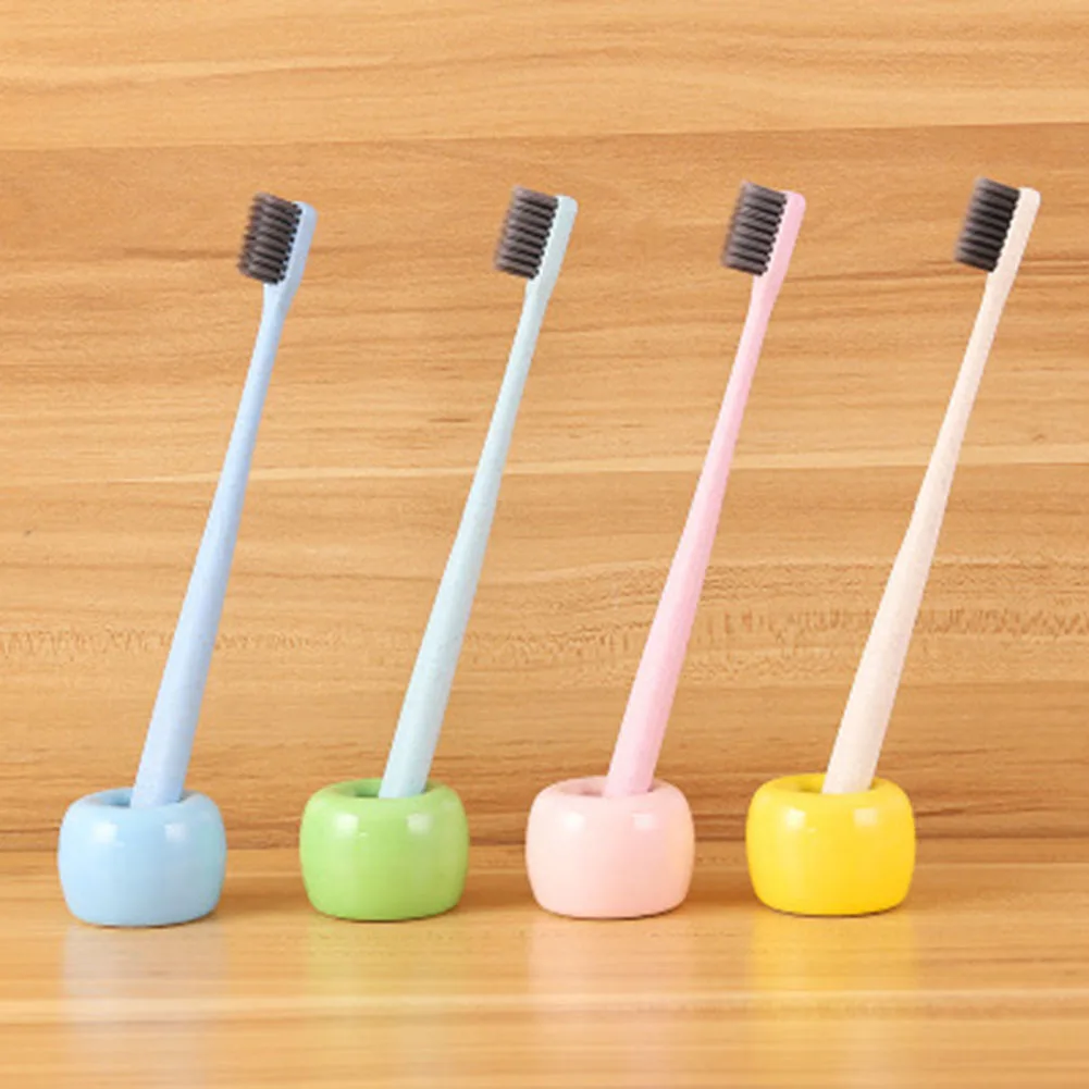 Цветной случайный керамической держатель для зубной щетки фарфоровая зубная щетка подставка для хранения ванной комнаты Органайзер Японский мини аксессуары для ванной