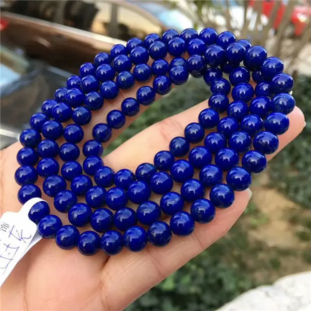 

Free Shipping Genuine Natural Blue Lapis Lazuli Gemstone Beads108 Bracelet 6.8mm AAAA(cx7#)