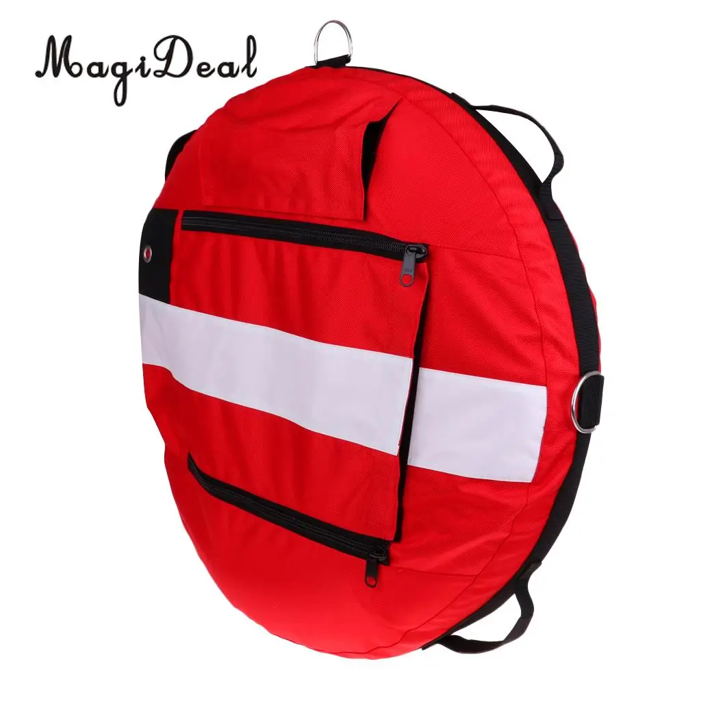 Premium Freediving Training Buoy, Freediver Scuba Diver Inflatable Safety Float with Over Pressure Relief Valve, Oral Inflator