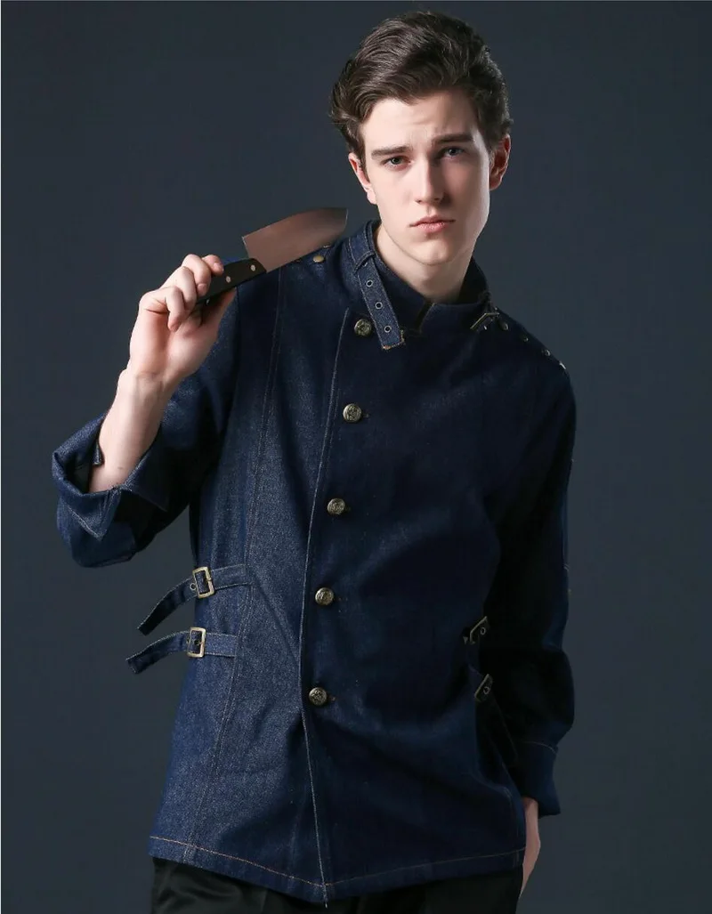 black denim chef coat