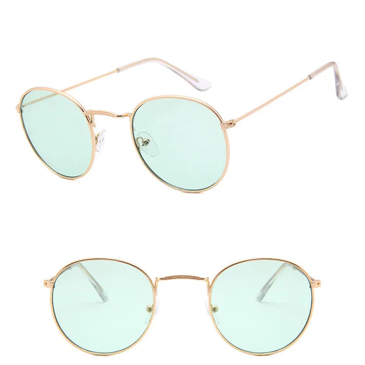 Круглые солнцезащитные очки, мужские зеркальные металлические оправы, Классические Ретро Винтажные уличные очки для вождения, мужские очки Oculos De Sol - Цвет линз: Gold-Green