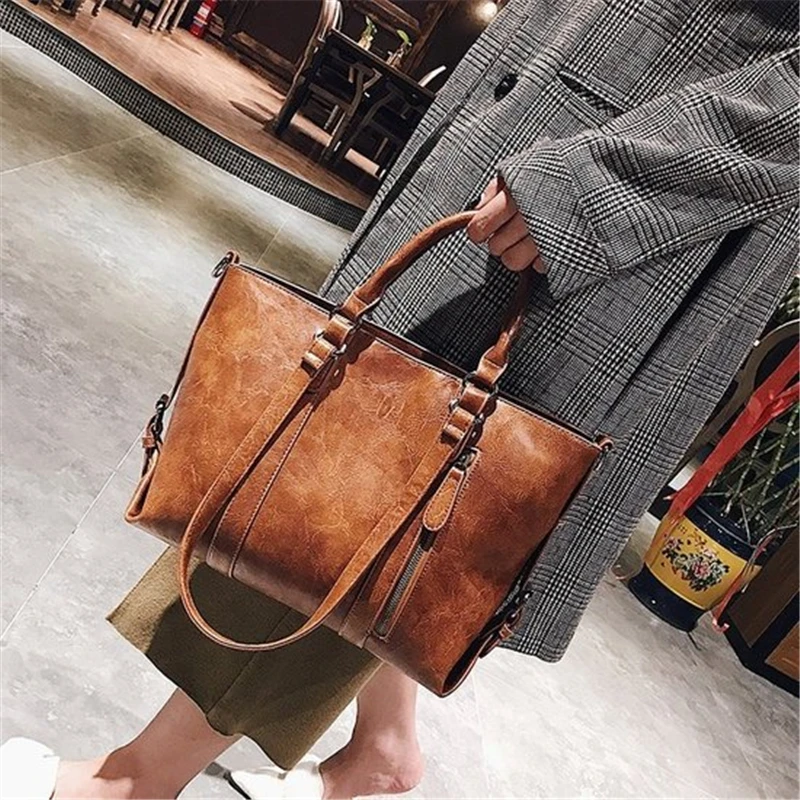 Goede SGARR Grote Capaciteit Zachte PU Leer Vrouwen Tote Handtassen Hoge Kwaliteit Vintage Schoudertas Designer Casual Vrouwelijke Messenger Bags