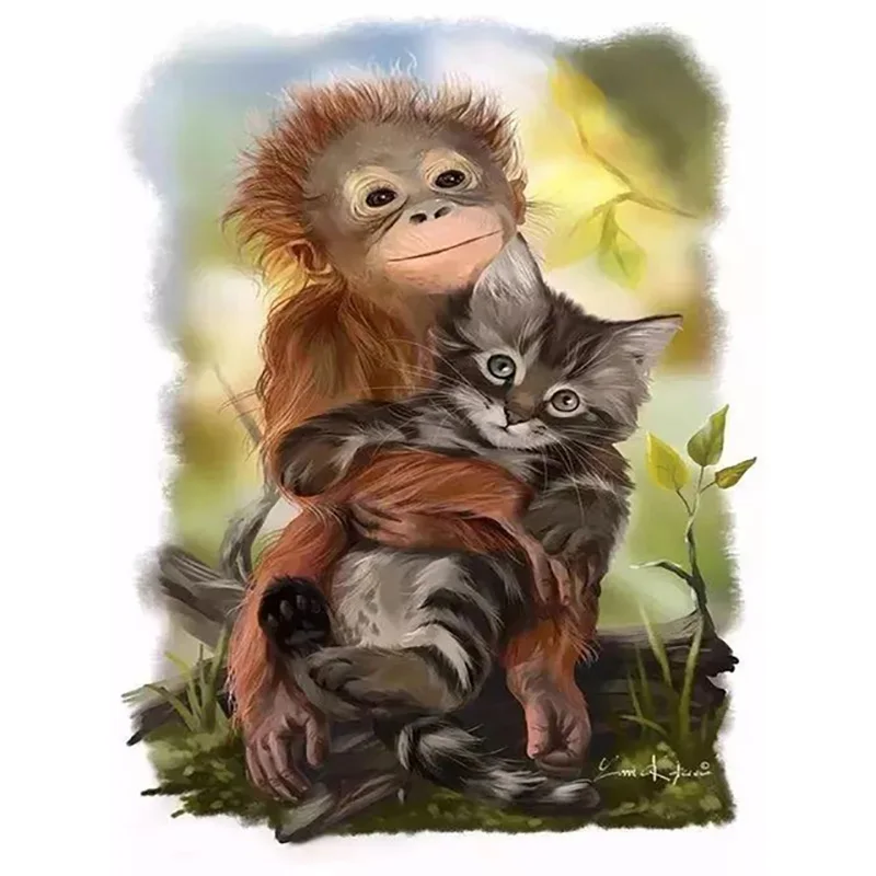 

5D Diy Diamond Painting Monkey Animal Full Round Diamond Embroidery Cross Stitch Diamond Wall Painting