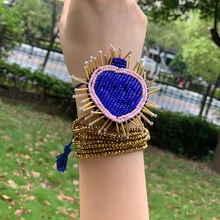 ZHINI pulseras de Metal tobilleras para mujer Color dorado azul mal ojo Hamsa concha de mano joyería turca brazalete Boho boda pulseras