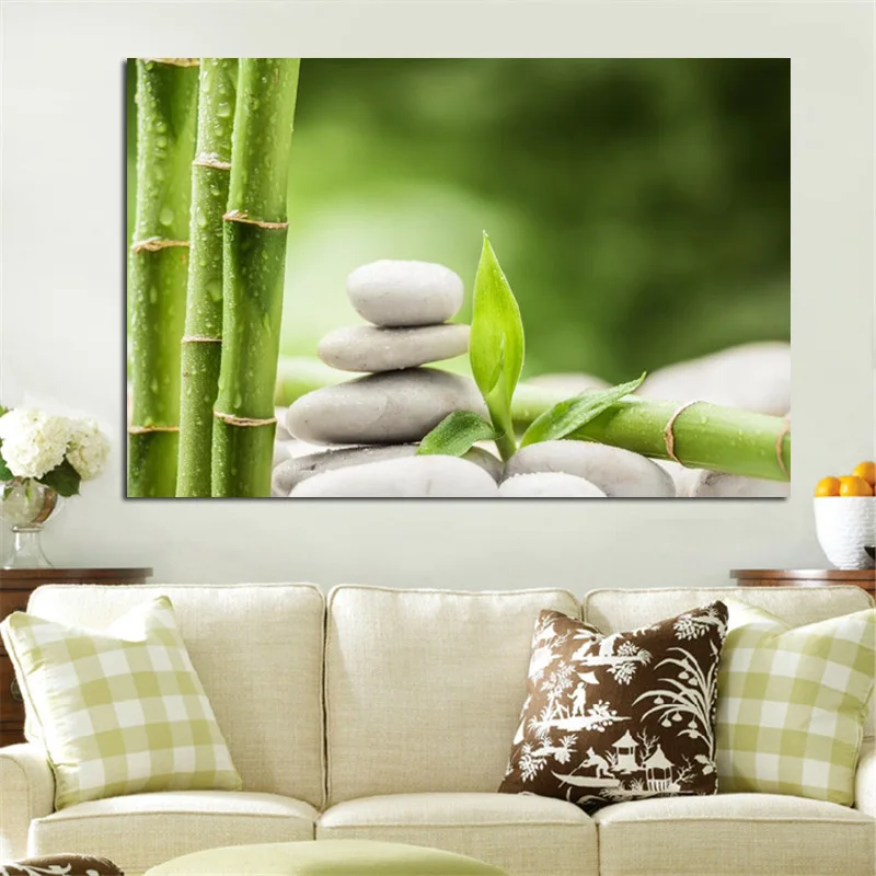 Spa Stone Green Bamboo Painting On Canvas Prints And Posters Modern Pop Giclee Art Wall Picture Home Decoration For Living Room Green Bamboo Painting Bamboo Paintingpaintings On Canvas Aliexpress