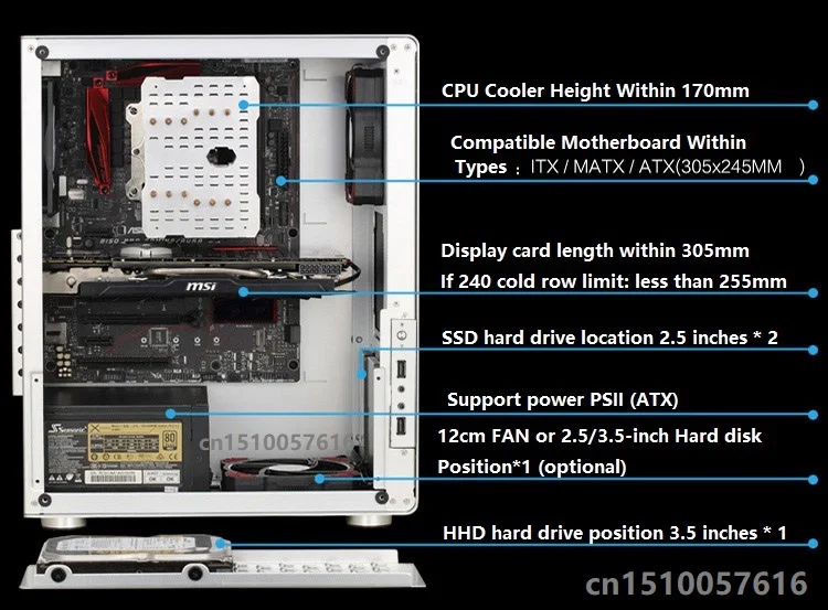 Jonsbo U4S Алюминиевый Чехол для компьютера поддержка ATX Блок питания USB3.0 интерфейс ATX шасси