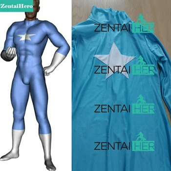

ZentaiHero Adult White and Blue Catsuits Lycra Spandex Bodysuits Male Superhero Costume For Cosplay Halloween 17090402