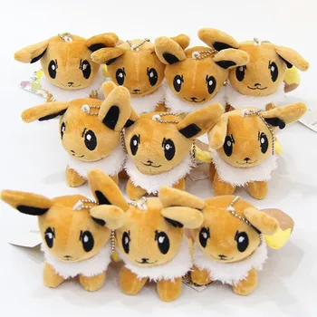 

10 pcs/lot 10CM Anime Eevee Plush Doll Figure Eievui soft Stuffed Plush Toy High Quality kawaii pillow For Gifts