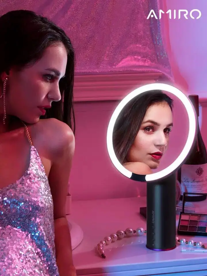 

AMIRO 8 Inch LED Lighted Makeup Mirror w/ Rechargeable Battery, On/Off Smart Sensor, True Color Clarity System