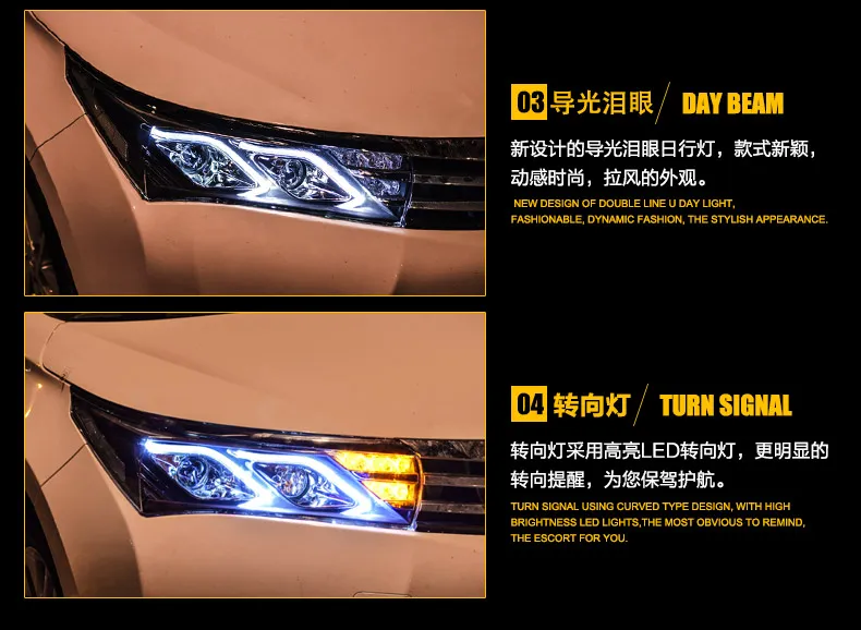 Hireno Headlamp for- Toyota Corolla Headlight Headlight Assembly LED DRL Angel Lens Double Beam HID Xenon 2pcs