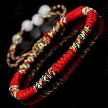 High Grade Lucky weaved bracelet Handmade Buddhist Knots Rope Bracelet Tibetan Infinity Charm Jewelry