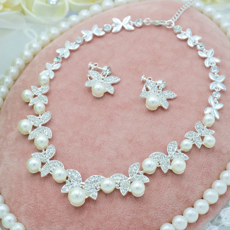 Buy rhinestone wedding bridal jewelry white pearl