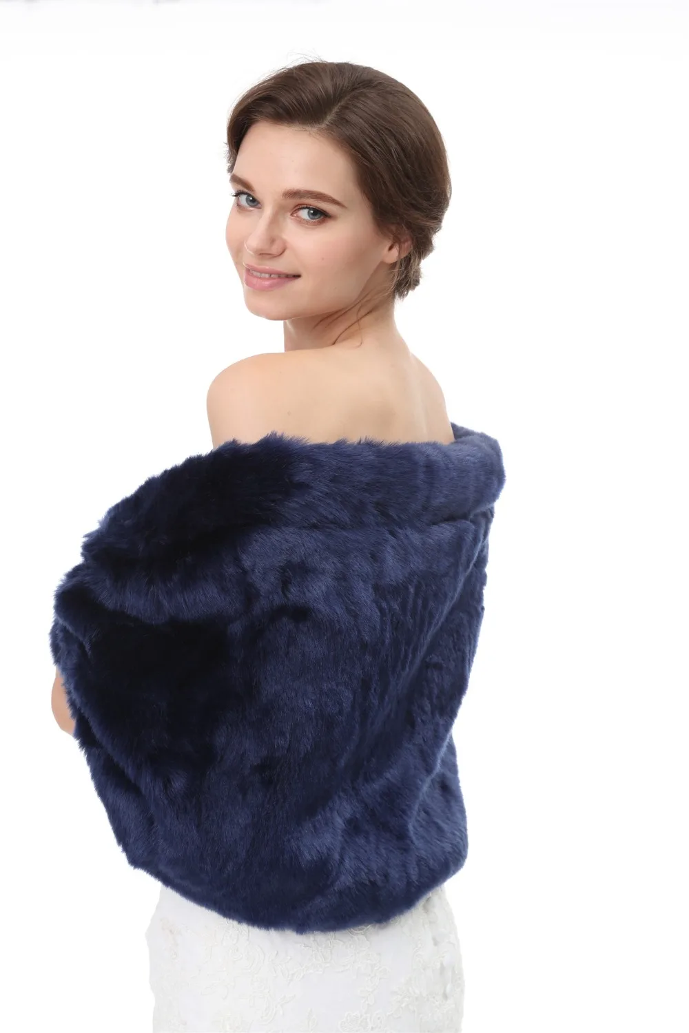 Темно-синее зимнее женское Болеро Элегантное свадебное платье пальто обертывание Высокое качество Свадебный жакет