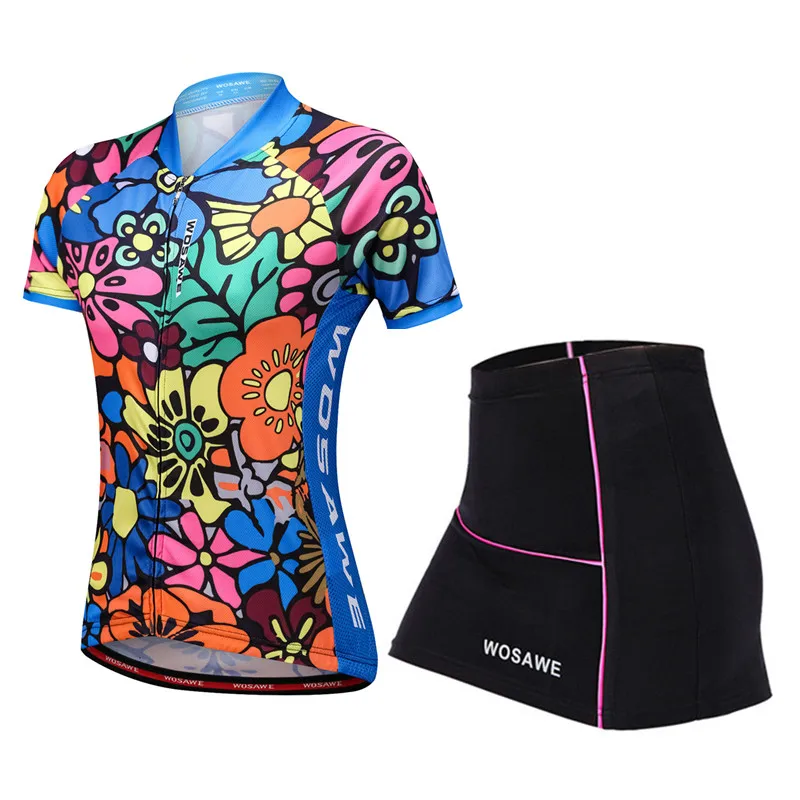 WOSAWE Short Sleeve Summer Cycling Clothes Jersey Dress Set Maillot MTB Bike Bicycle Gel Pad Mini Skirt Cycle Women's Clothing WOSAWE Short Sleeve Summer Cycling Clothes Jersey Dress Set Maillot MTB Bike Bicycle Gel Pad Mini Skirt Cycle Women's Clothing