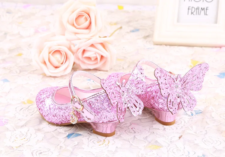 Новые Детские Обувь для танцев вечерние хрустальные туфли на высоком каблуке для принцессы детская кожаная обувь бабочка-узел студент