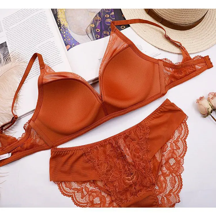 New Women's underwear Set Lace Sexy Push up Bra And Panty Sets Embroidery Brassiere Solid 3 Color Lingerie Adjustable Bra Set  (13)