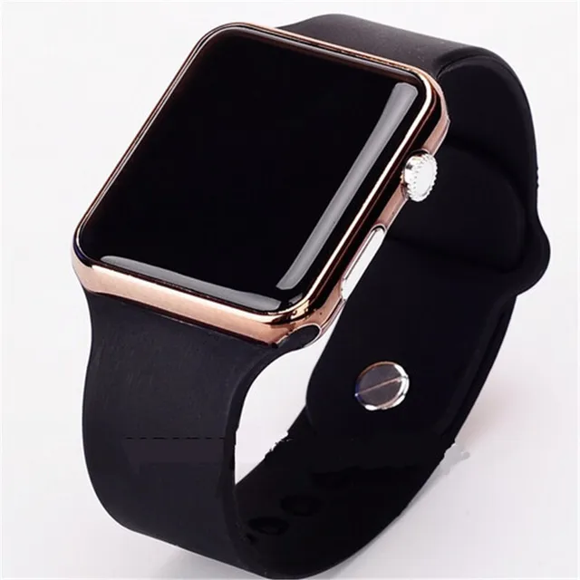 2017 new hot Square Mirror Face Silicone Band Digital