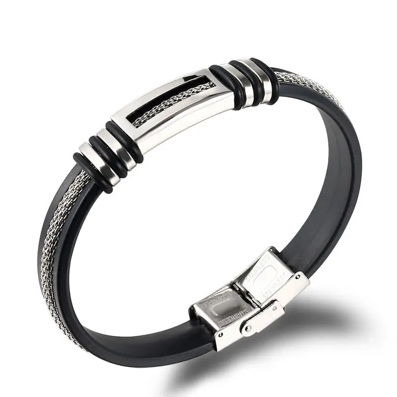 Панк роскошный классический черный Lover sstainless Сталь застежка плетеный кожаный