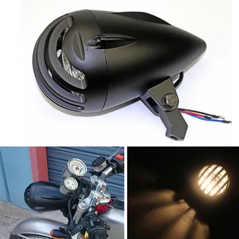 

4.5" Billet Aluminum Retro Headlights Headlamp 12v H4 Bulbs Head Lights For Harley Sportster Dyna Chopper Bobber Cafe Racer