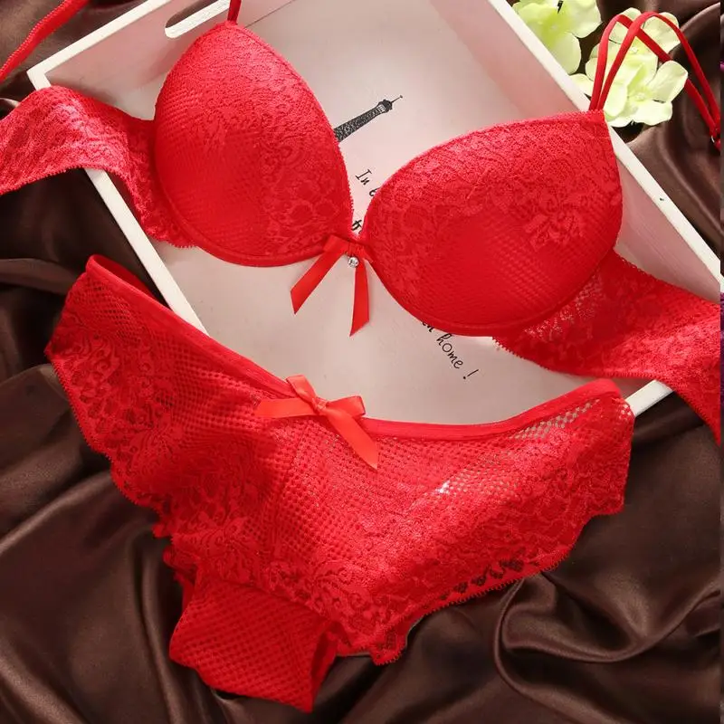 Sexy Elegant Lace Embroidery Bra and Panty Set Women Bra Underwear Lady Push Up Bra Lingeries Set Brief Set Red Purple White Sexy Elegant Lace Embroidery Bra and Panty Set Women Bra Underwear Lady Push Up Bra Lingeries Set Brief Set Red Purple White
