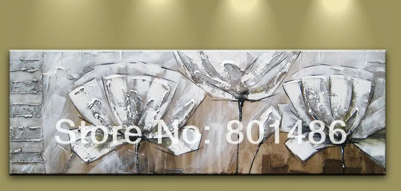 

Free shipping! Modern Abstract white popy flower oil painting -- Fine cheap Art handpainted Canvas for Wall