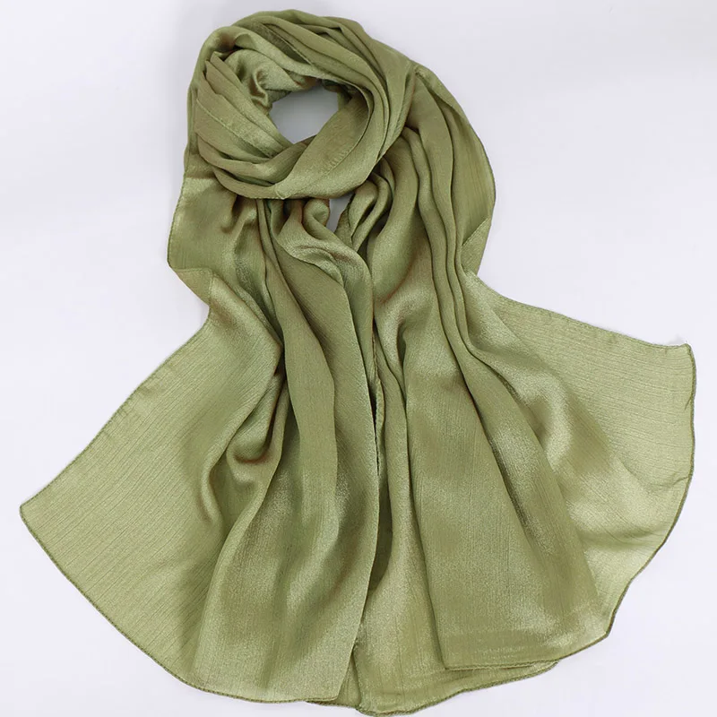 Мерцающий шелковый шарф хиджаб простые мягкие шали блестящие мусульманские шарфы платок сплошной цвет обертывания тюрбаны шарфы-повязки 10 шт./лот