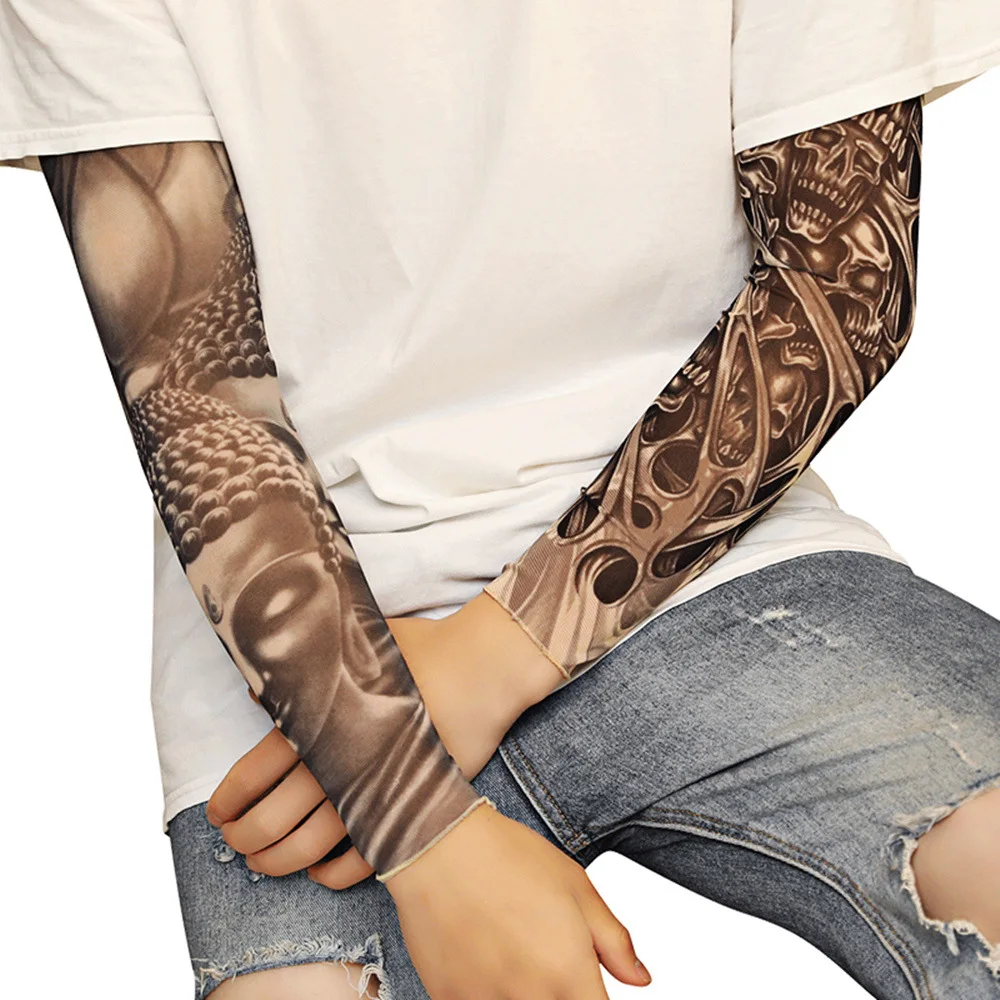 

Fashion Tattoo Sleeves Arm Warmer Unisex UV Protection Outdoor Fake Tattoo Arm Sleeve Warmer Sleeve Mangas tatuagem arm cover